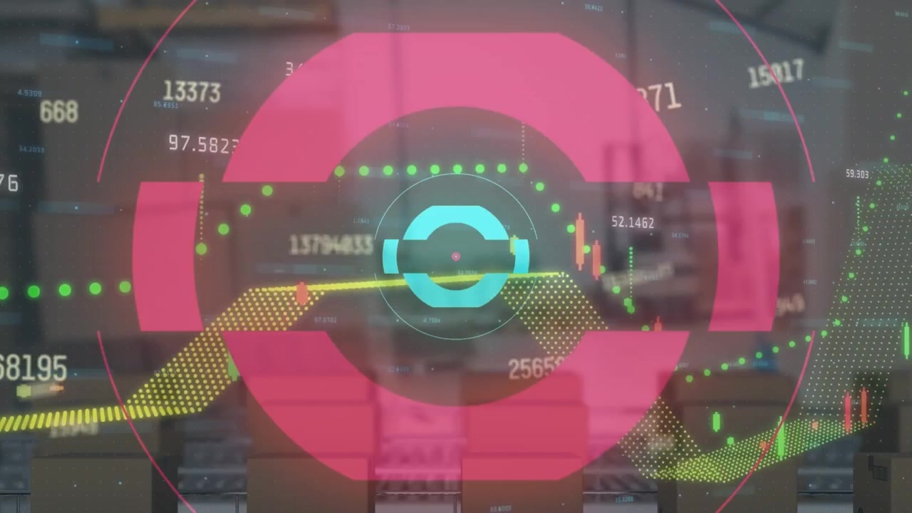 Animation of graphs and financial data over packages in warehouse