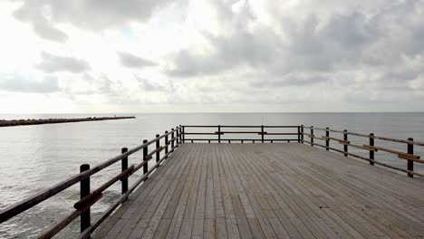 Taking-off-from-wooden-walkway,-early-in-the-morning