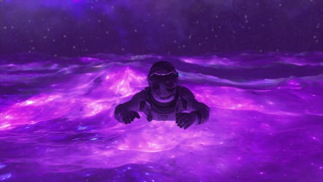 astronaut swimming in a cosmic ocean