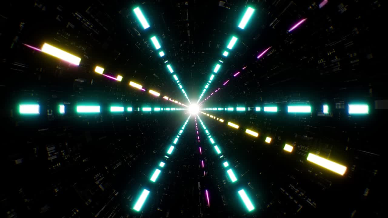 líneas rotativas de neón en el fondo de ciencia ficción