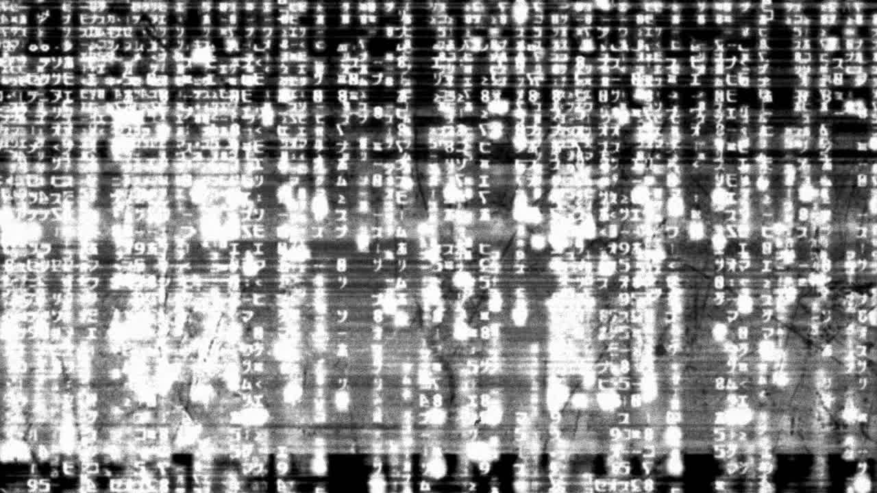 Abstract Black and White Digital Code Glitch Background