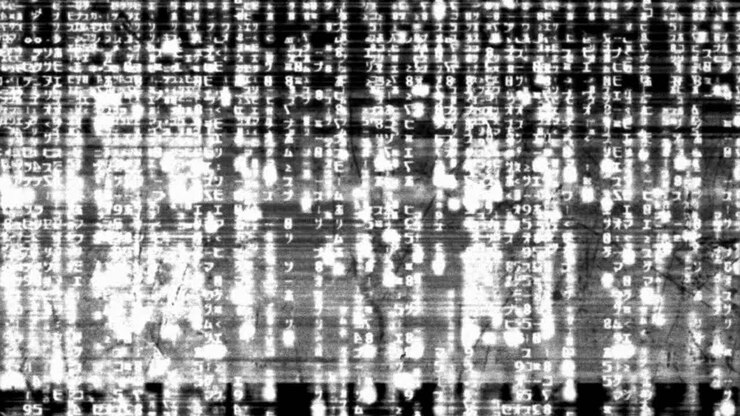 Abstract Black and White Digital Code Glitch Background