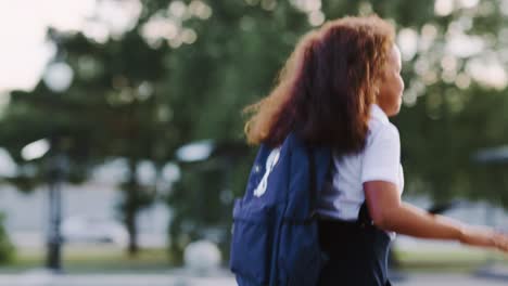 girl walking to school