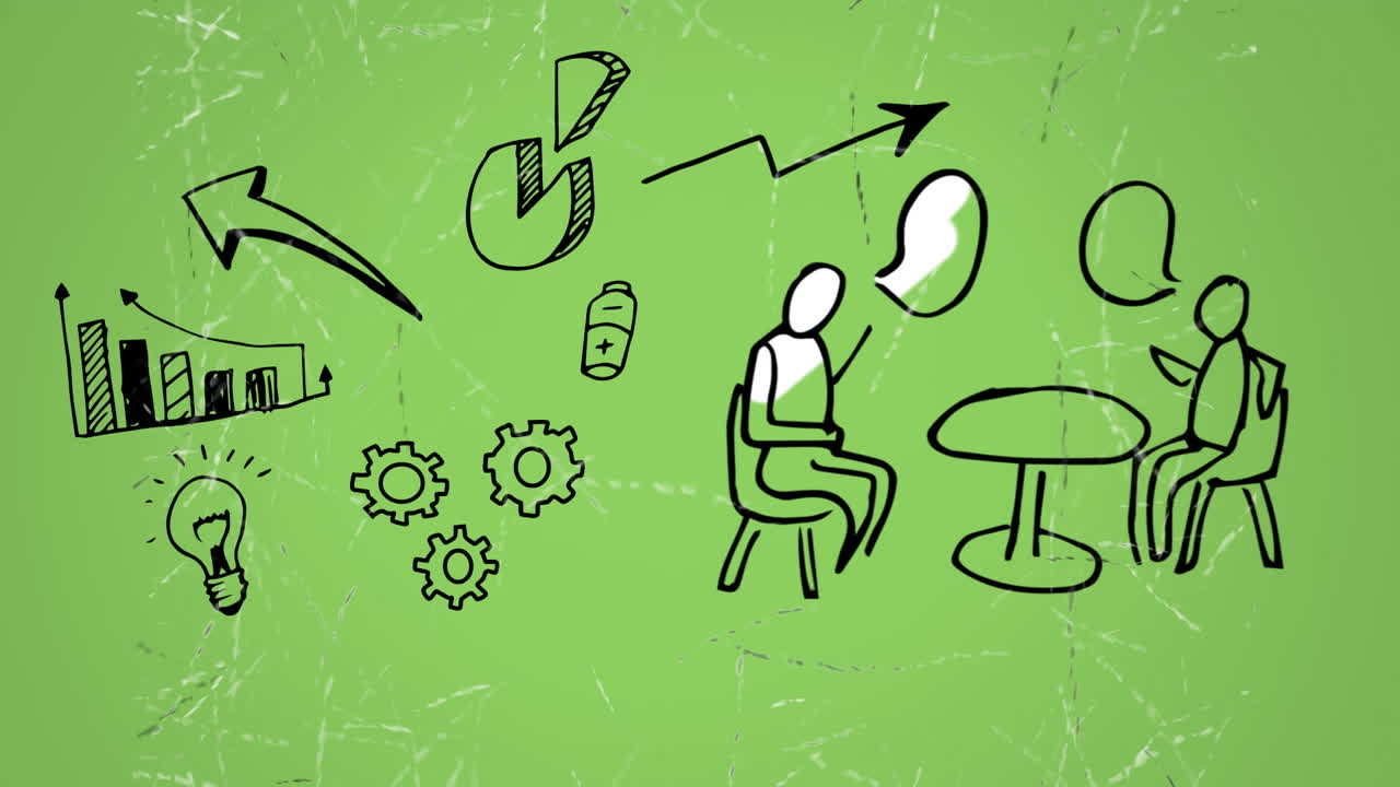 기호 와 아이콘 으로 이야기 하는 두 사람 의 스케치