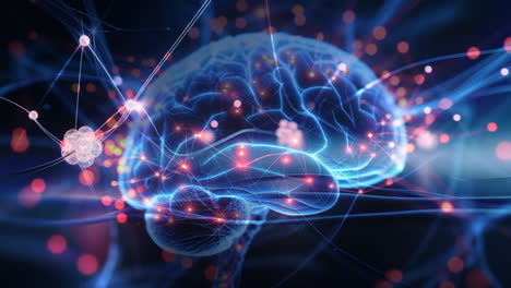 abstract glowing brain with neural network connections