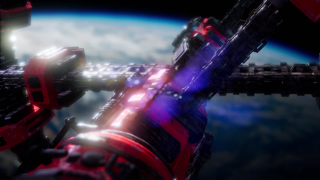 지구와 외계 우주 정거장 iss