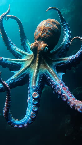 vibrant octopus in the deep blue sea