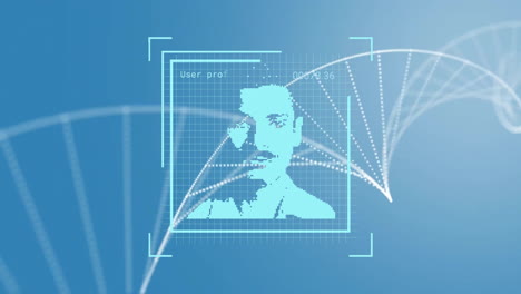 Animation-of-dna-strand-and-data-processing-with-biometric-photo