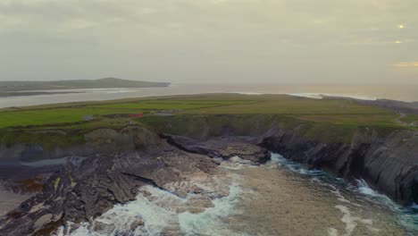 aerial view of dramatic cliffs and coastline in ireland