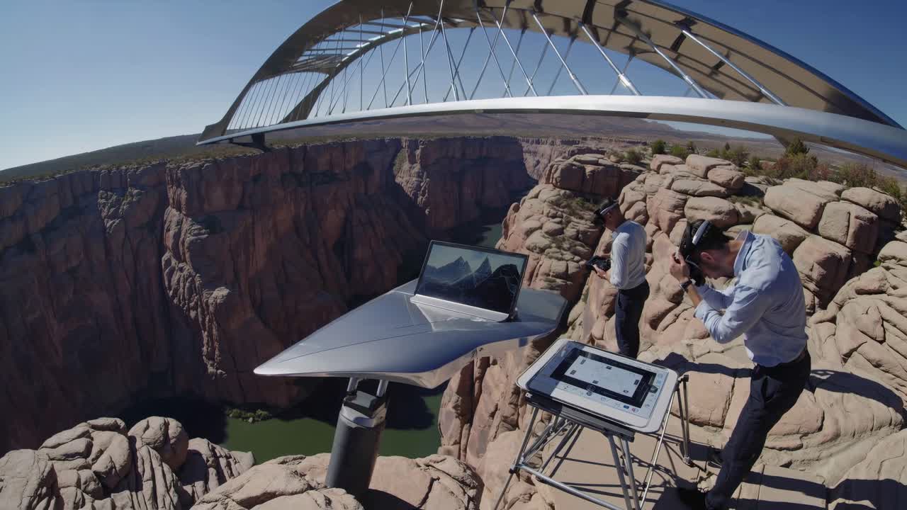 Drone Photography of Modern Bridge Over Canyon