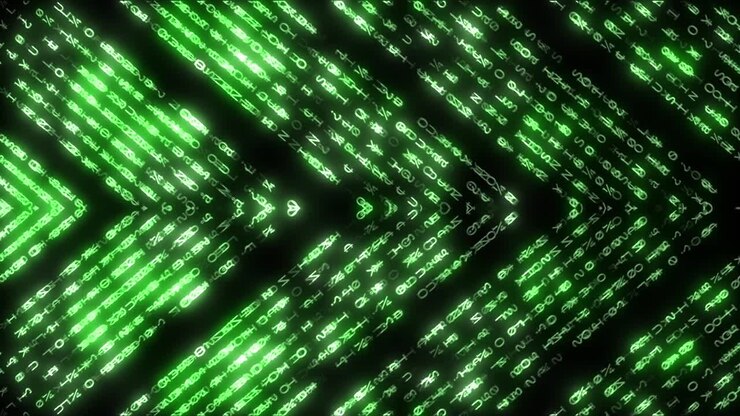 Abstract Glowing Green Code Background