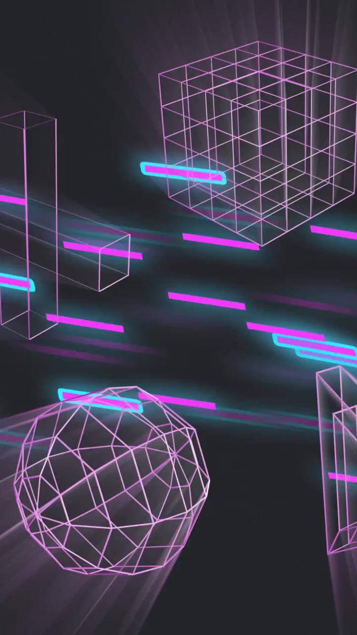 Animation of 3d shapes moving over light trails