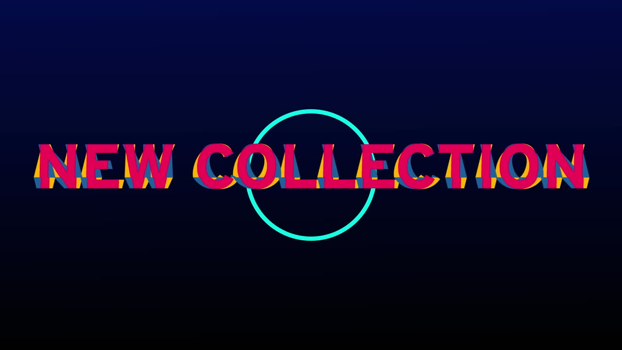 animación de la nueva colección sobre puntos azules sobre fondo oscuro