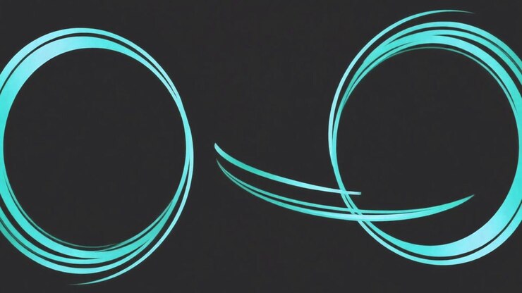 Abstract Motion Graphic of Glowing Cyan Circles and Connecting Light Trails