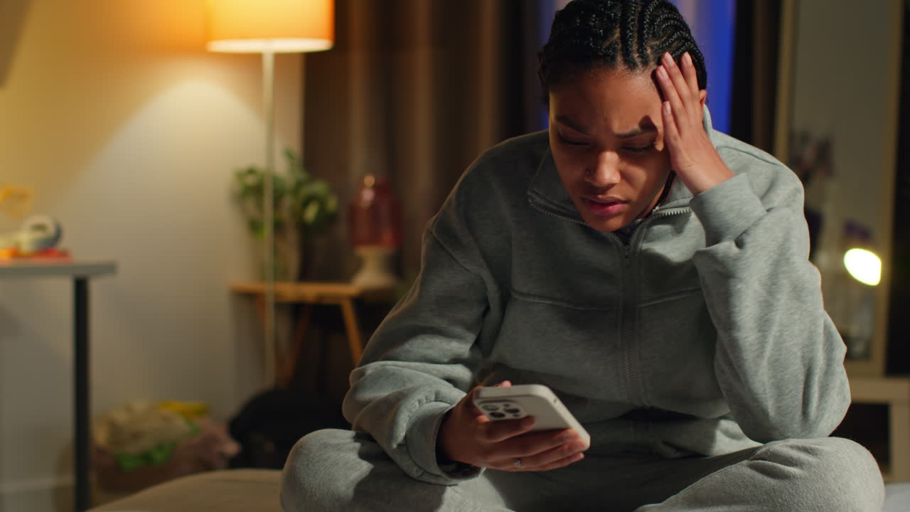 Teenager Stressed Using Phone