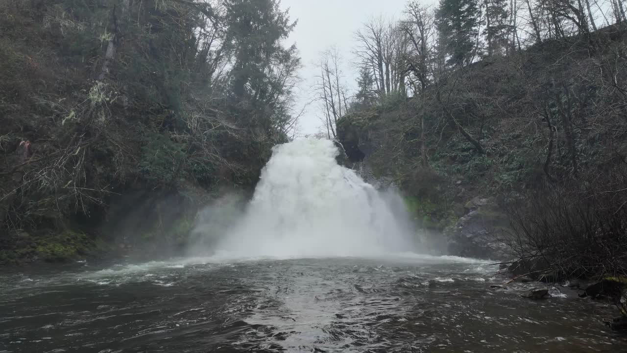 US, Oregon, Astoria, , 2025-03-21 - Youngs River Falls outside of Astoria Oregon at high flow during a spring storm.