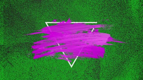 pink scribble over triangle against textures green background
