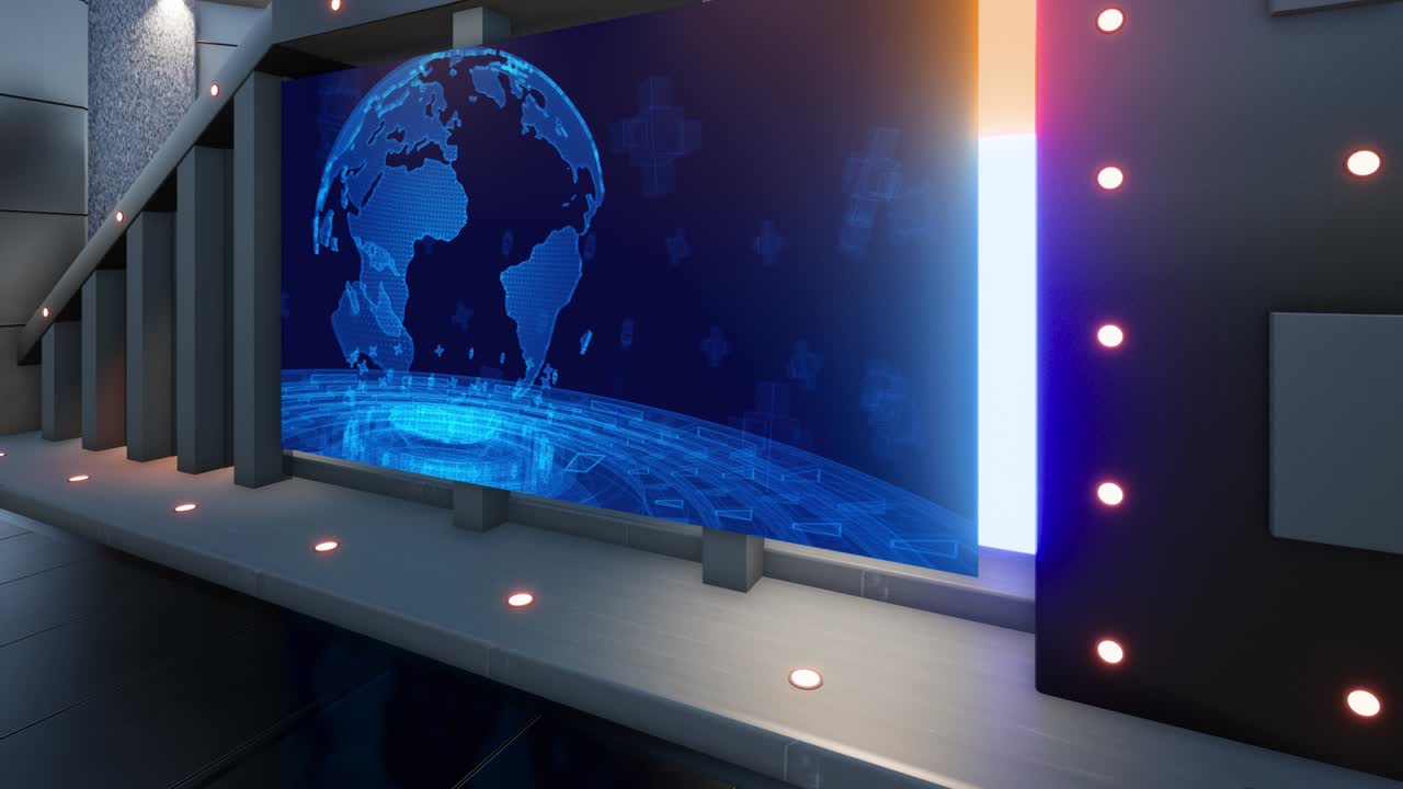 el conjunto de estudios de noticias de tv - bucle de fondo de pantalla verde virtual