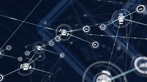 animation of network of connections with icons