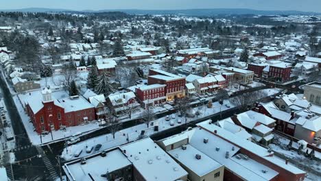 christmas snow in small town in usa