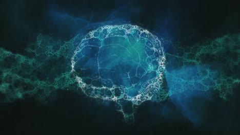 animation of blue waves over human brain on dark background