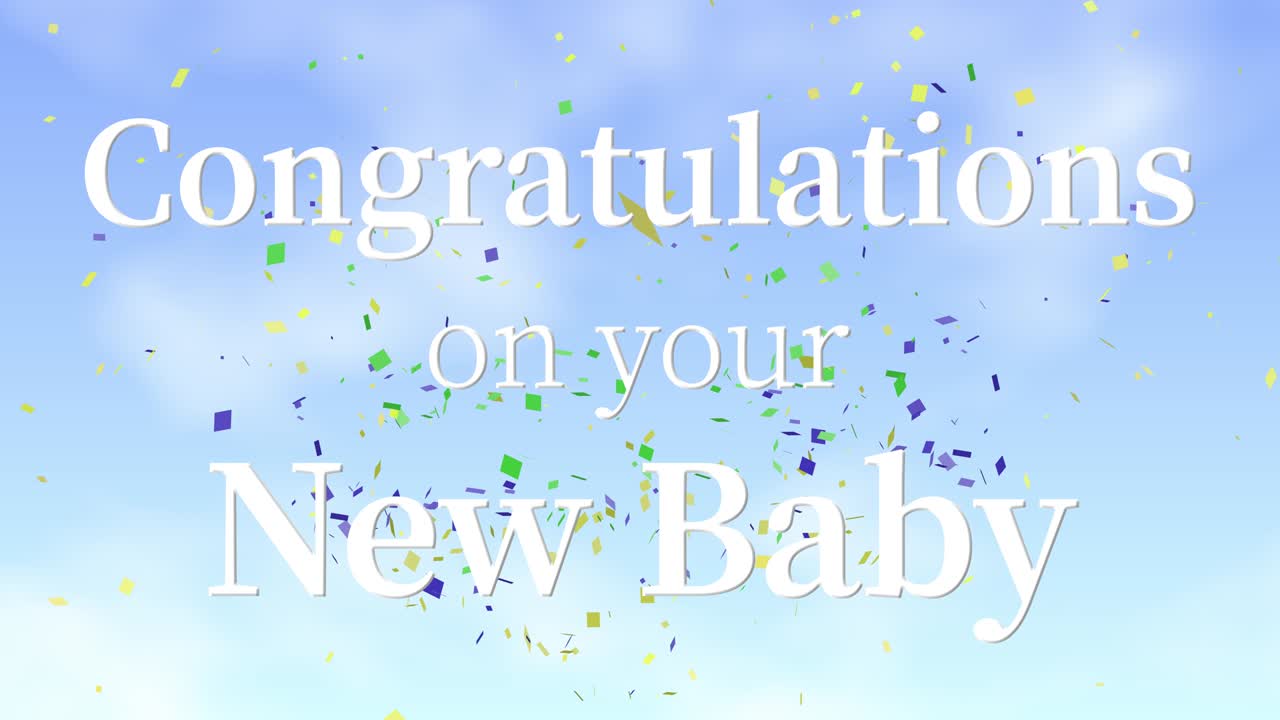 새로운 아기에게 축하합니다 문자 메시지 애니메이션 모션 그래픽