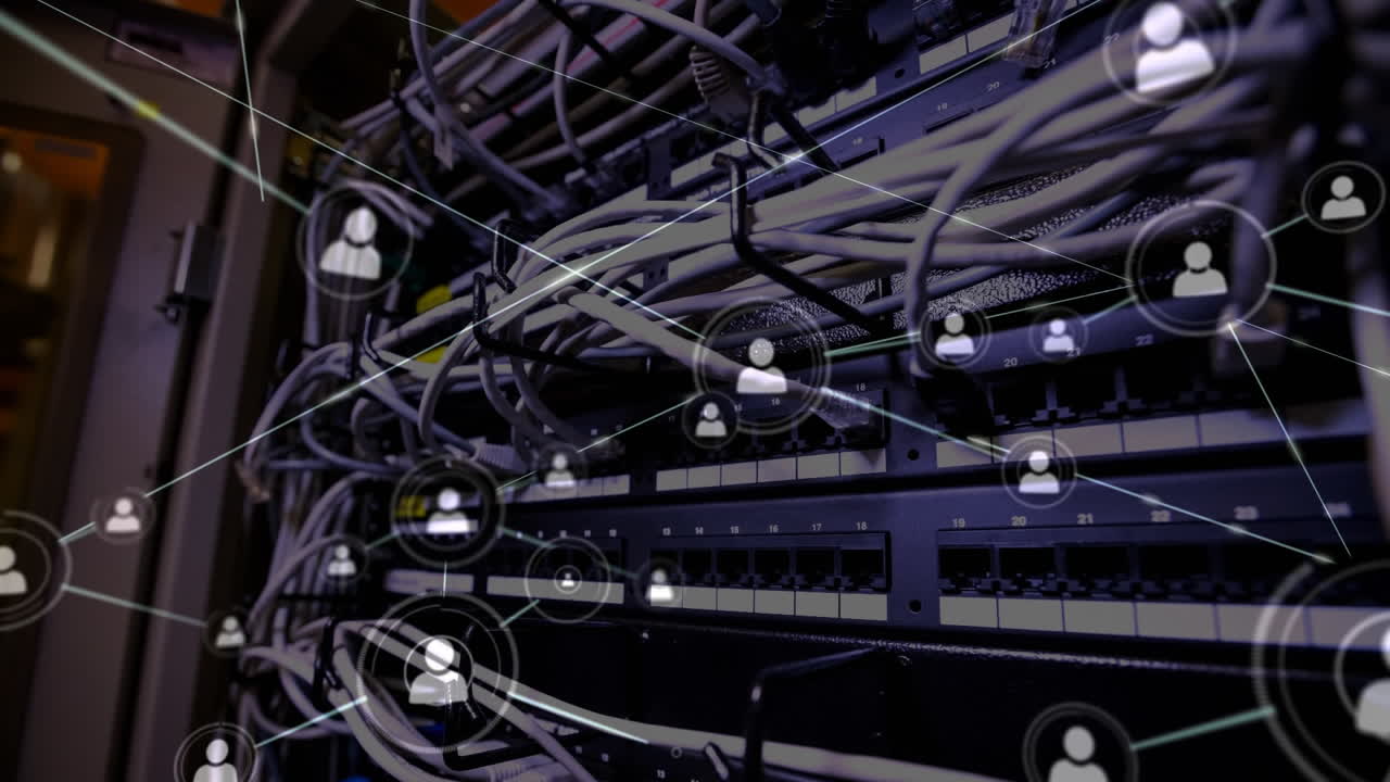 animación de la red de conexiones a través del hardware del servidor informático