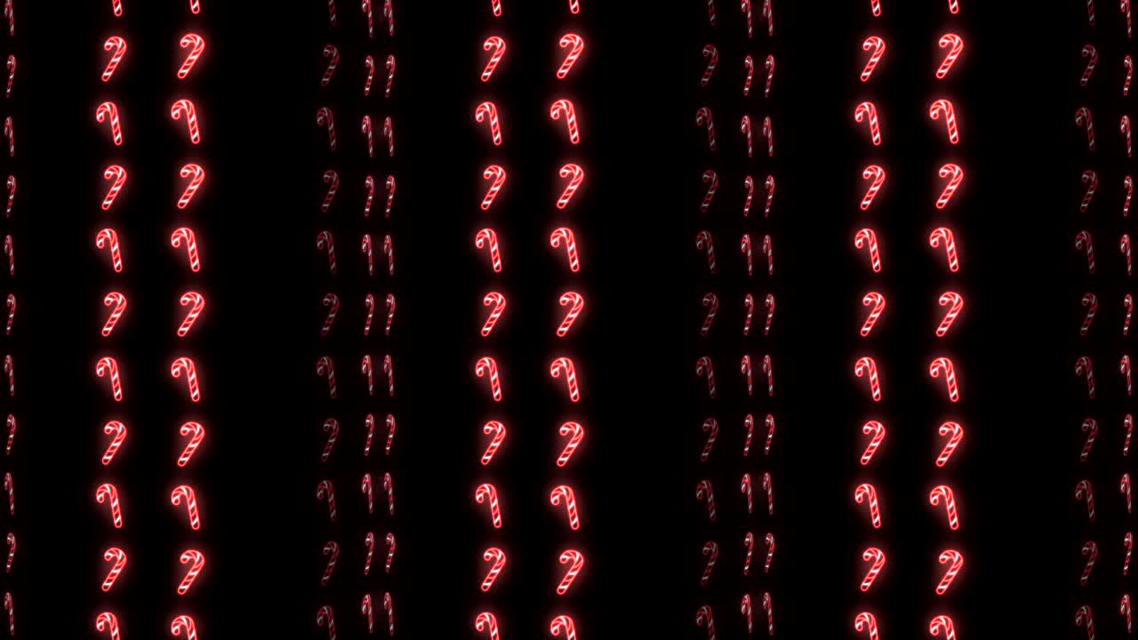 fondo de patrón de navidad de neón estroboscópico de bastón de caramelo en rojo, blanco y negro animación en bucle estroboscópica