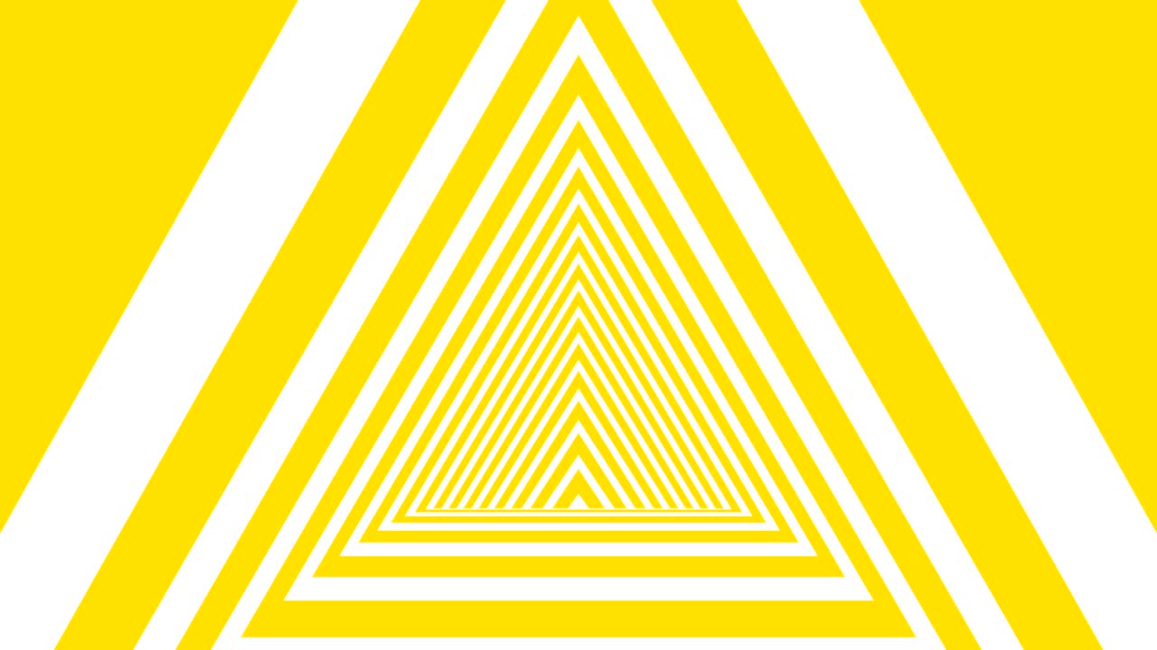 Seamless Looping Gold Yellow and White Triangle shape Abstract Animated Background Hypnotic tunnel Style.