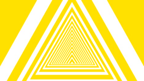 forma de triángulo amarillo y blanco sin costuras de bucle de oro estilo de túnel hipnótico de fondo animado abstracto.