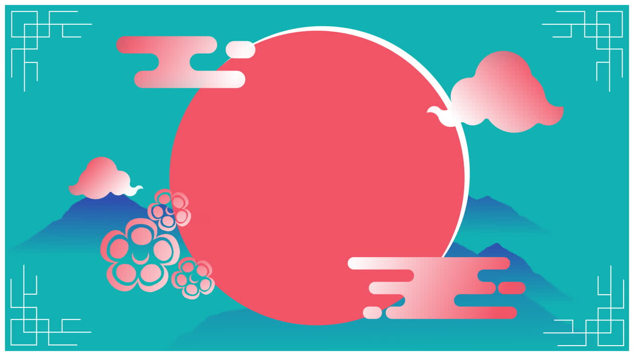 중국 신년 을 위한 분홍색 원 의 애니메이션