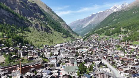 zermatt town summer, swizerland drone,aerial 4k footage