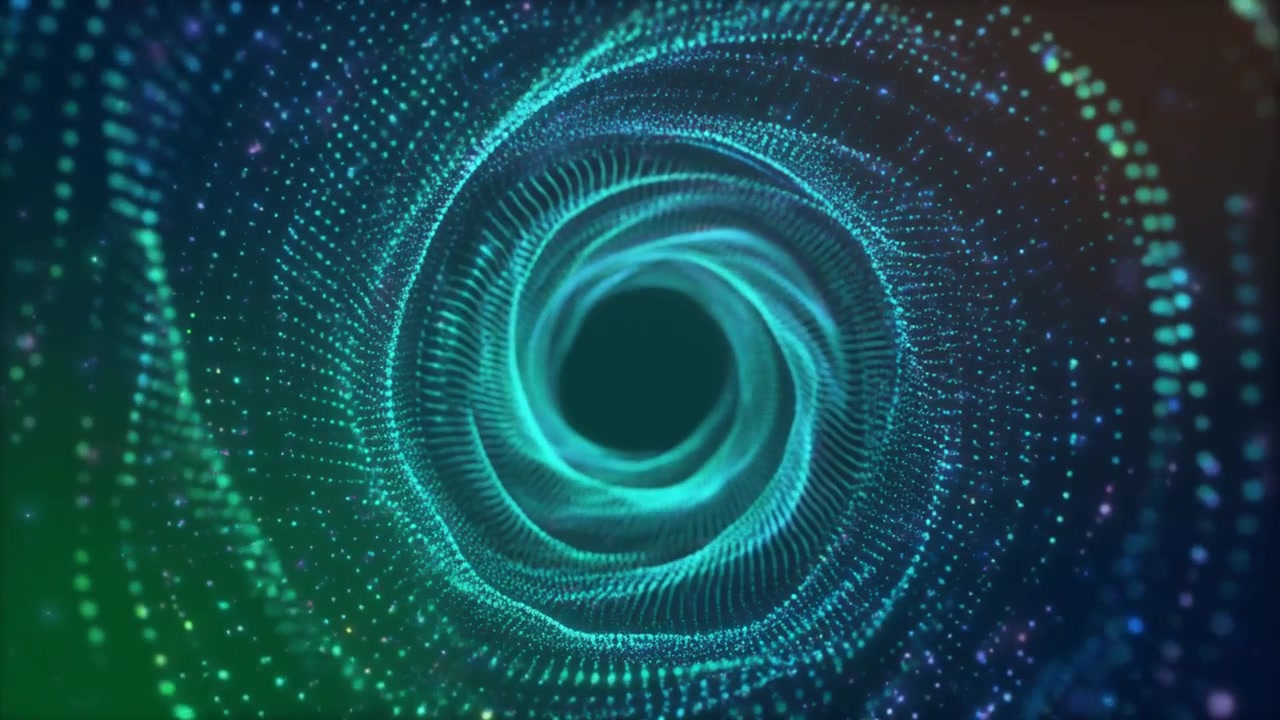 Abstract Digital Tunnel of Glowing Particles in Motion