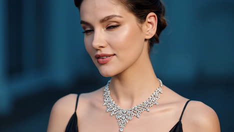 elegant woman with diamond necklace
