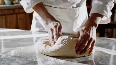 baker kneading dough