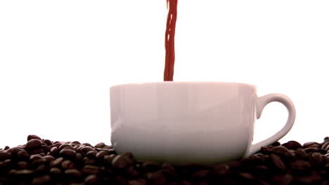 Hot-coffee-pouring-into-white-cup