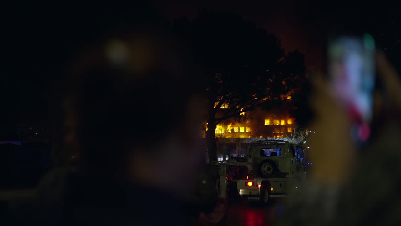 Building Fire at Night