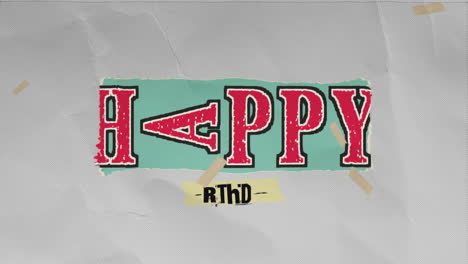 feliz cumpleaños con ruido retro en la textura grunge de papel