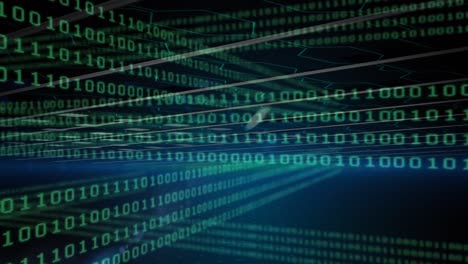 animación del procesamiento de datos y codificación binaria sobre fondo verde