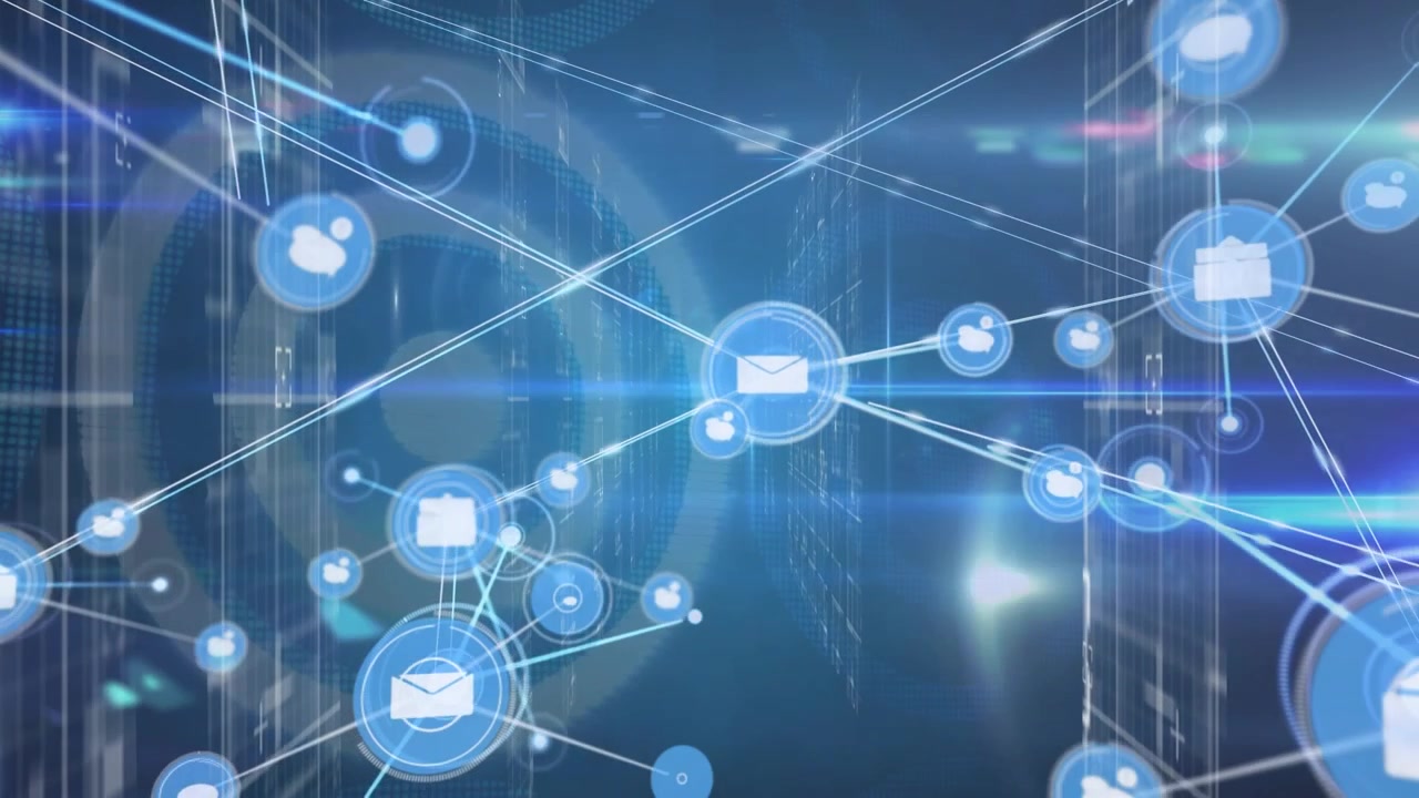 Digital Network Connection with Social Media and Business Icons