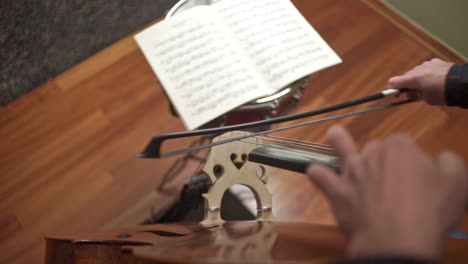 imágenes de un músico tocando un contrabajo con un arco