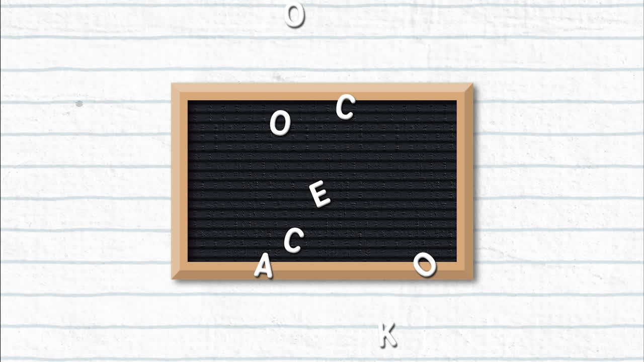 animación del texto de bienvenida a la escuela sobre los iconos de los artículos escolares y en la pizarra