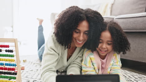 Relax,-tablet-and-mother-with-child-on-floor