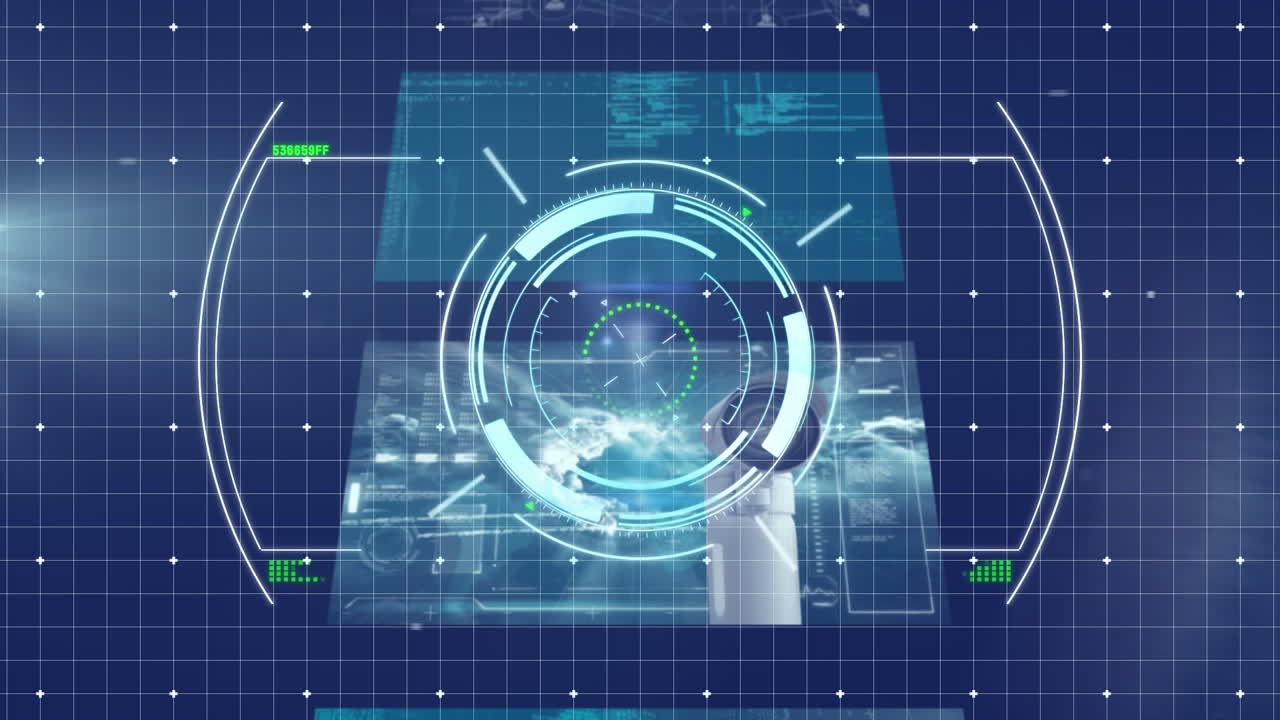 디지털 화면에서 데이터 처리와 함께 범위 스캐닝의 애니메이션