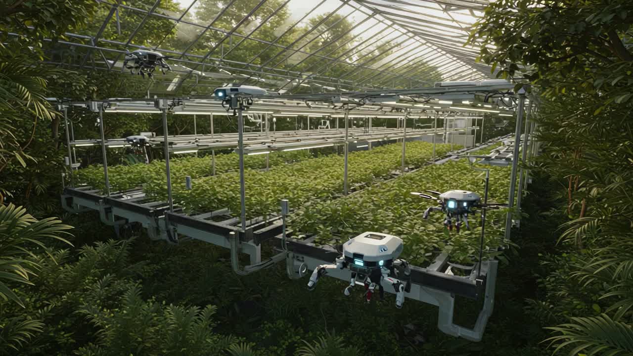 Innovative Greenhouse Agriculture: A High-Tech Farming Environment Utilizing Drones for Efficient Crop Management and Growth Monitoring