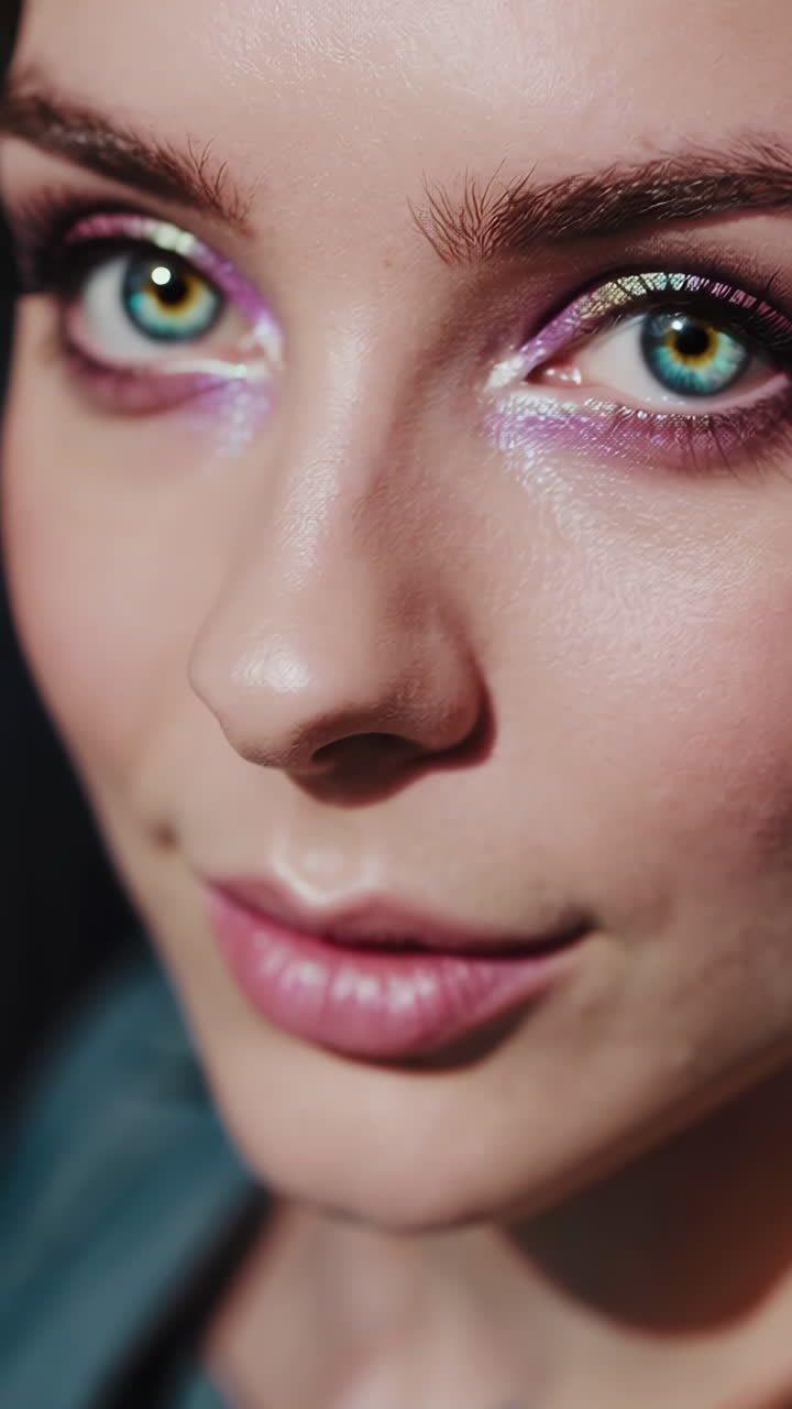 Close-up of woman with elaborate makeup