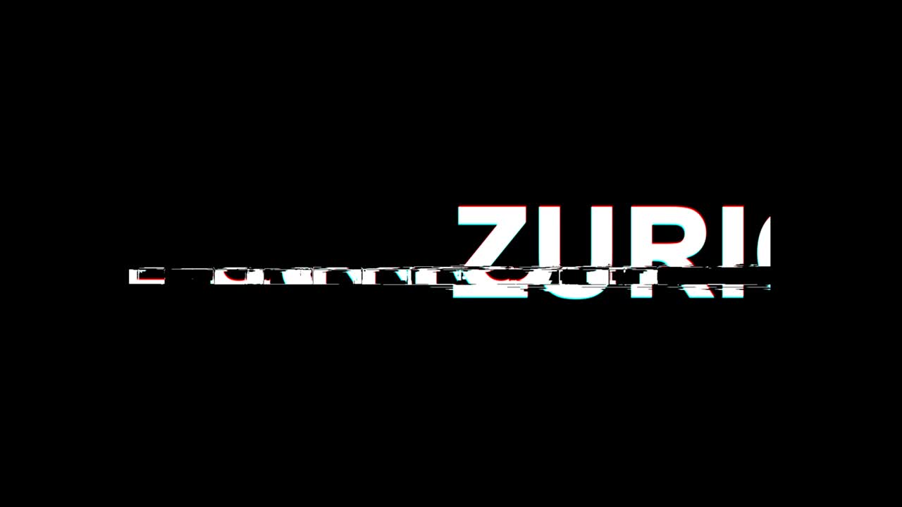 ZURIGO Testo Effetto Glitch Distorsione TV Digitale Animazione 4K in Loop