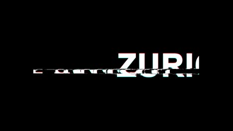 zurich glitch effect text digital tv distortion 4k loop animation