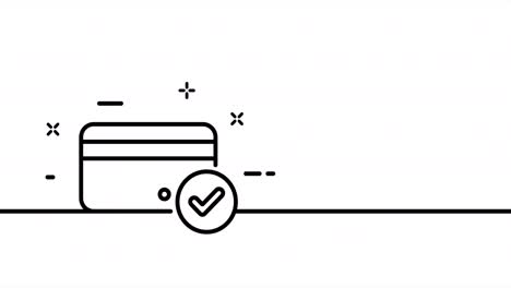 one line drawing, solid line of a bank card. one line drawing animation of check mark, correct password and access. business logo animated. video 4k