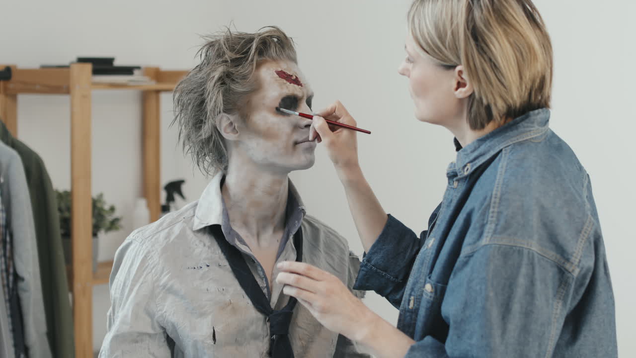 MUA Doing Zombie Makeup on Male Actor